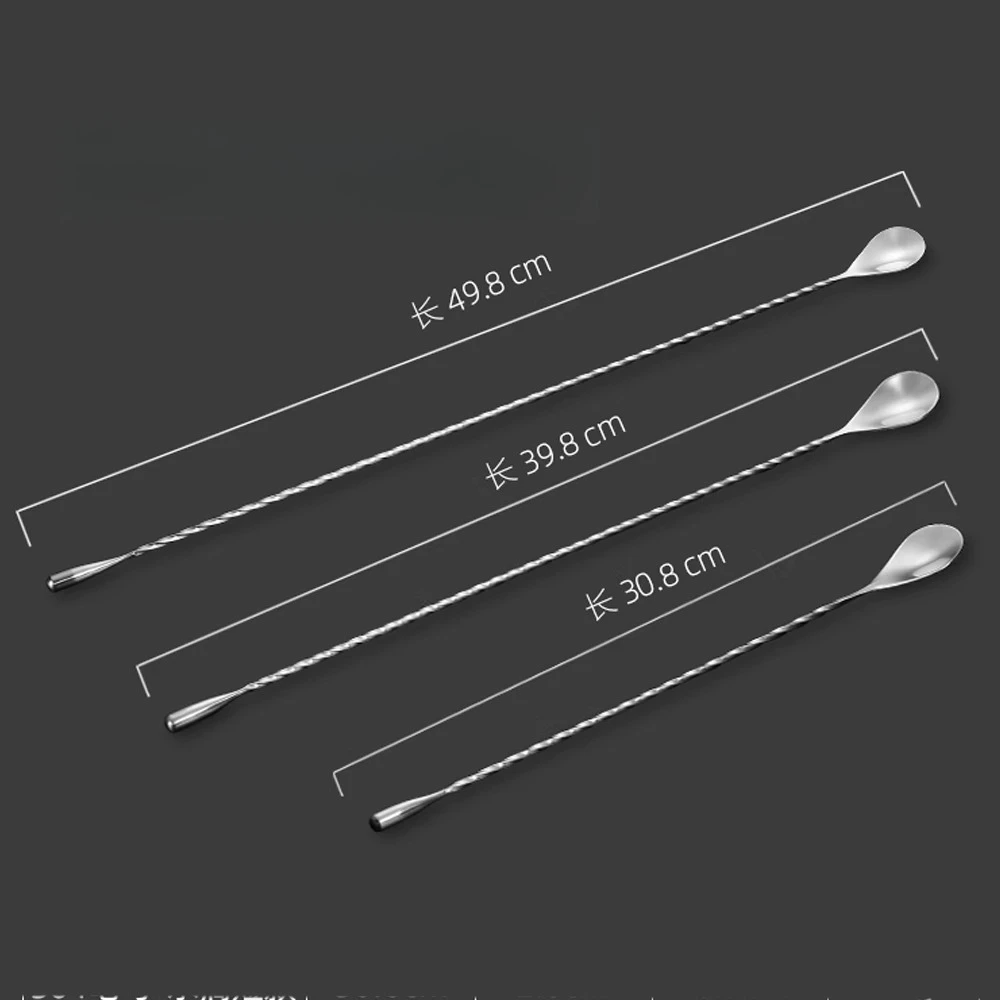 

D9 30/40cm 304 Stainless Steel Stirring Bar Spoon Cocktail Spoon Spiral Pattern Bartending Tool Drip Spoon Long Handle Bar Tool