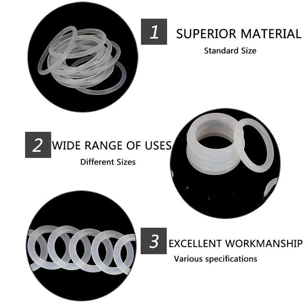150pcs Silicone O Ring Set White Color Heat Resistant Seals for Automotive Machinery Decoration and Appliance Use
