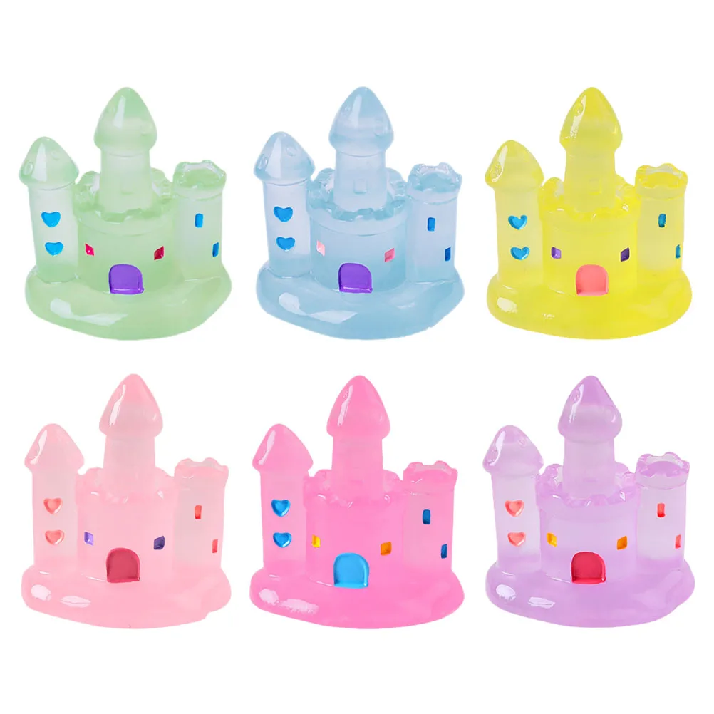 6 Stück Harz Fee Garten Statue Schloss Dekor Mini Landschaft DIY Harz Blumentopf Dekoration Blumentopf Märchenhaus