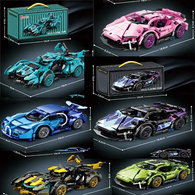 حار اللبنات التقنية سباق السيارات الرياضية سرعة مركبة نموذج مدينة الميكانيكية سوبر الطوب لغز لعب الكبار هدية سيارة صغيرة