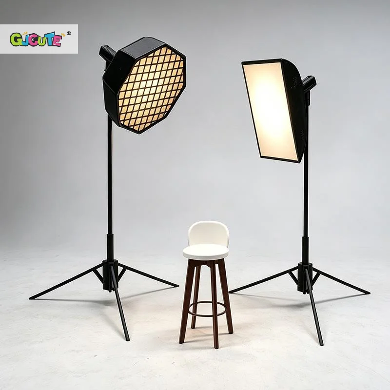 1/12 Mini Studio Light Softbox Model Tripod Photography Stool Realistic Miniature Props For Dollhouse Layout Shooting Decor