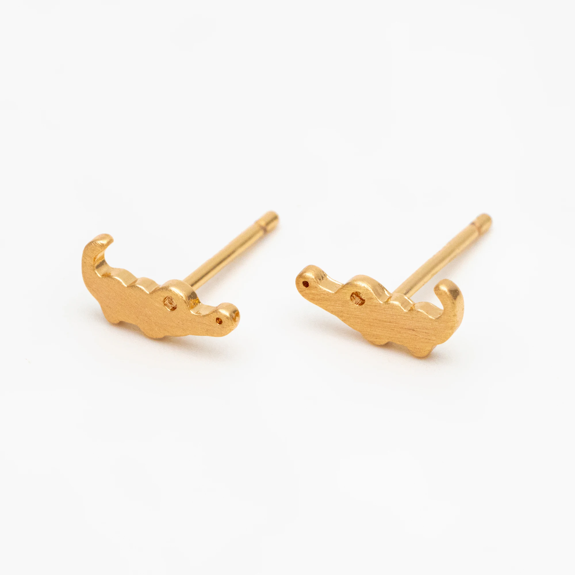 10pcs Gold Crocodile Earrings, Gold Plated Brass Minimalist Stud Earrings (GB-4127)