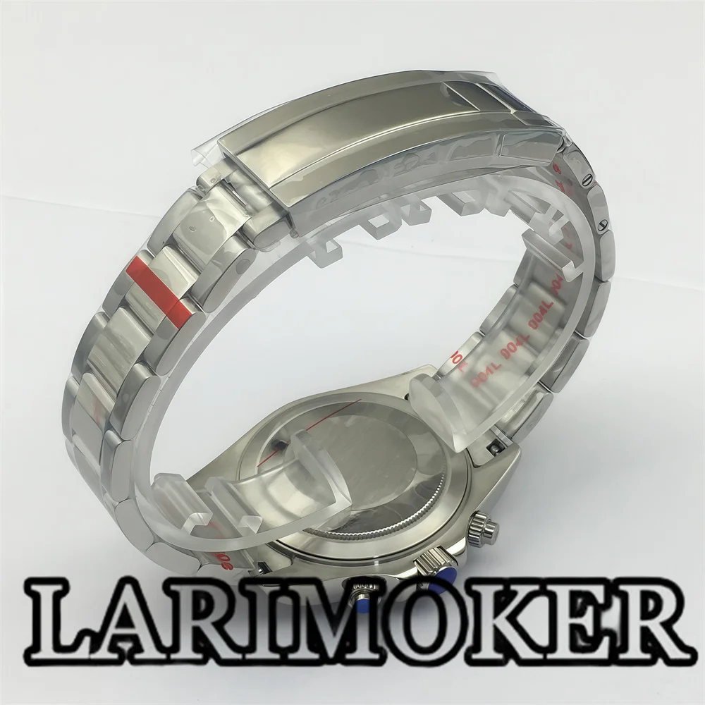 Larimoker 39mm relógio cronógrafo prata aço inoxidável para homem vk63 movimento de quartzo cristal safira mostrador azul