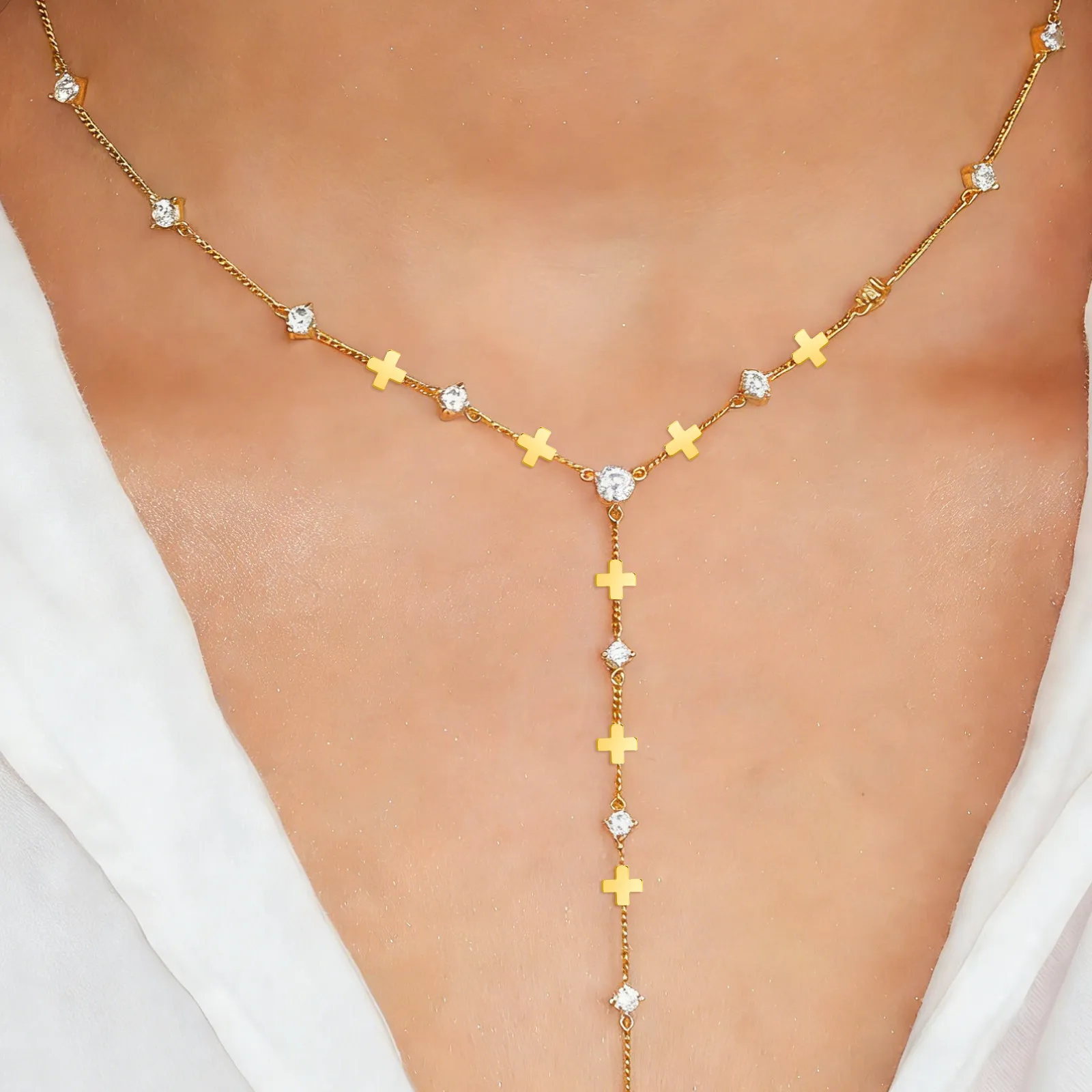 

40 шт. позолоченных бусин-крестиков 18K класса люкс, разделительные бусины для изготовления ювелирных изделий, поделок своими руками, ожерелий, браслетов, аксессуаров, оптом