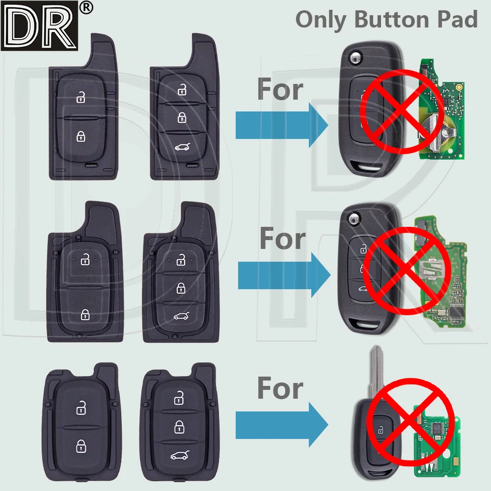 

DR Car Key Replacement Button Pad For Renault Logan Symbol Twingo Dacia Duster Clio 5 Twingo Megane Trafic Kadjar Sandero Oroch