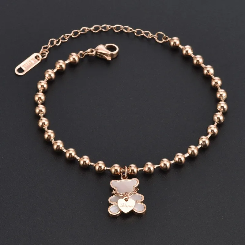 LOVE Golden Bear Necklace Earnail Set Women\'s Necklace Stainless Steel Jewelry Accessories Free Delivery to Your Door