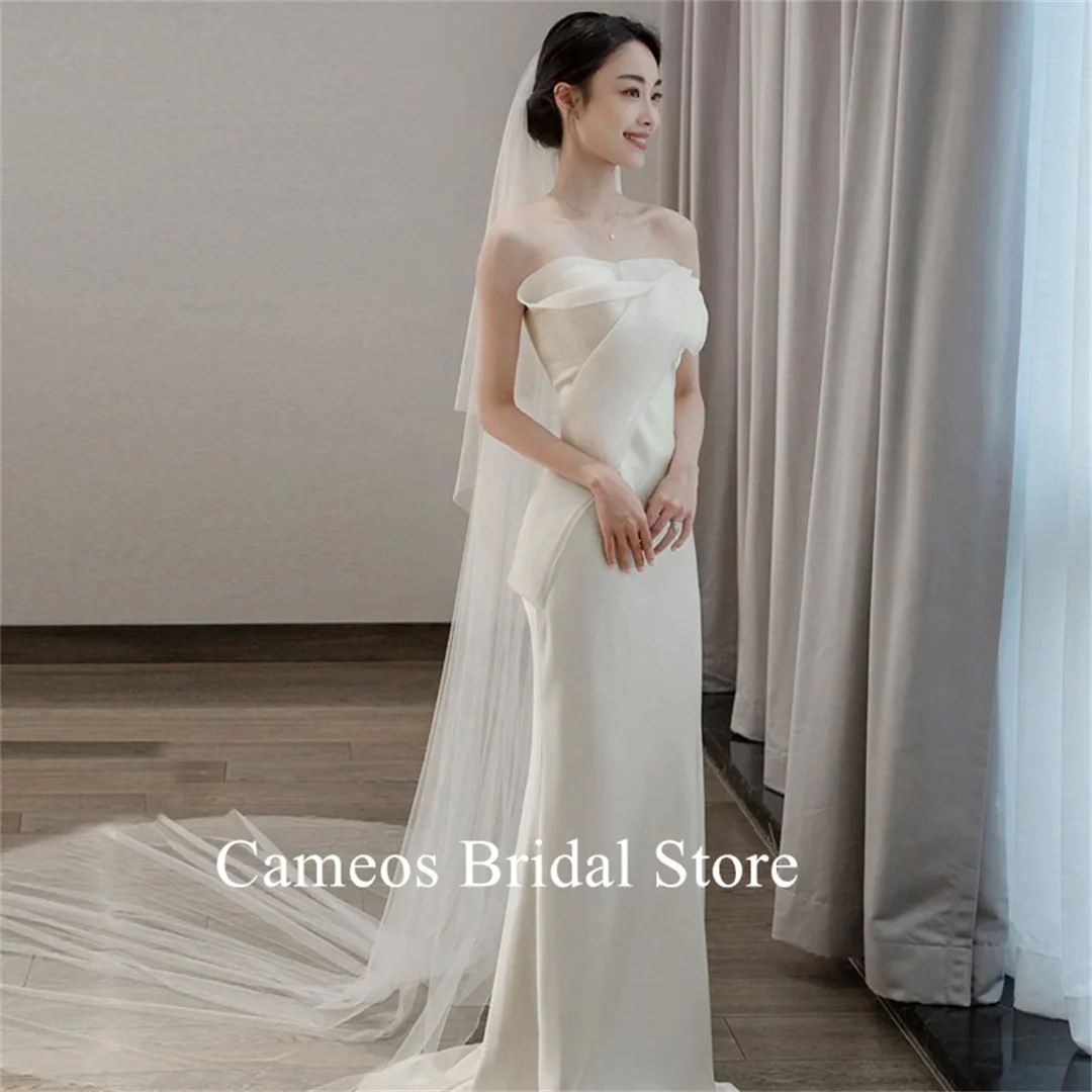 

SONDR Strapless Korea Sleeveless Wedding Dresses Photo Shoot Simple Summer Floor Length Elegant Sheath Ivory Custom Bridal Gown