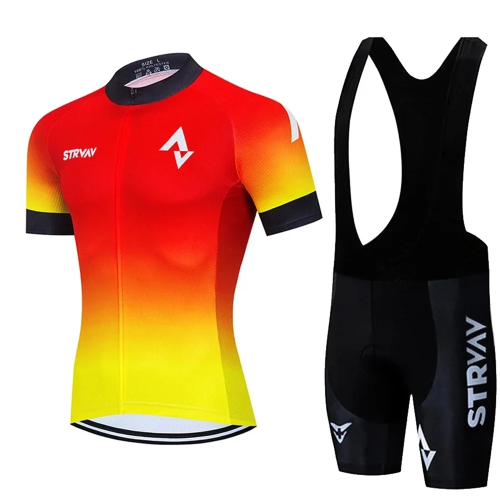 

2024 New Strvav Men Summer Anti-UV Cycling Jersey Set Breathable Racing Sport Mtb Bicycle Jersey Bike Cycling Clothing Suit