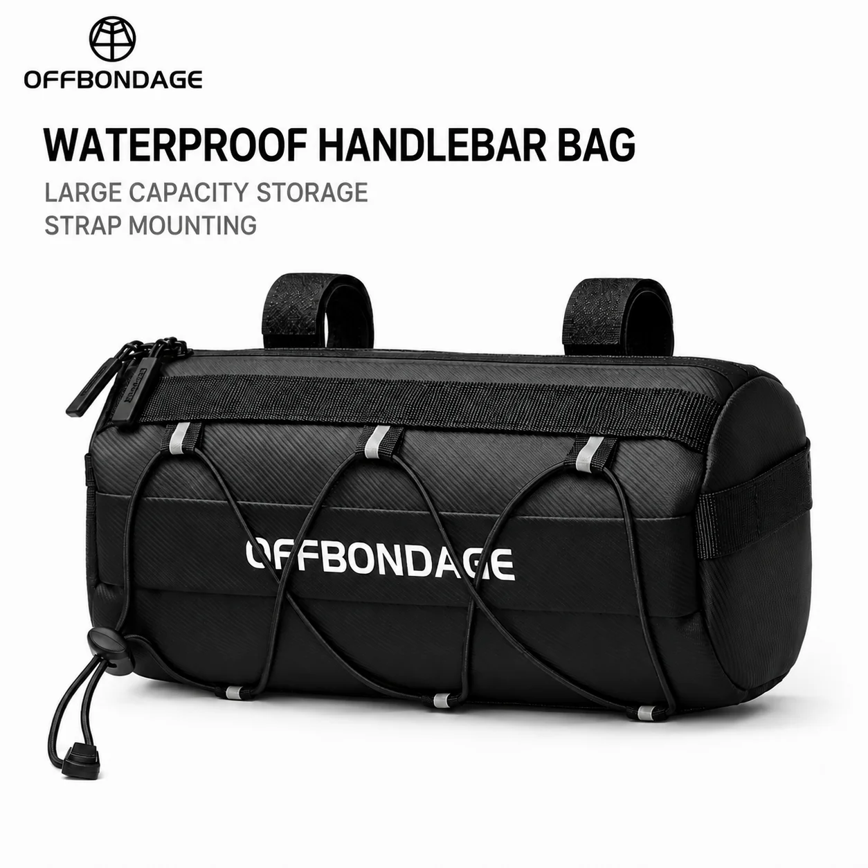 OFFBONDAGE Waterproof Bike Handlebar Bag Large Capacity Front Storage Pack with Straps for MTB Road Bicycle Cycling Accessories
