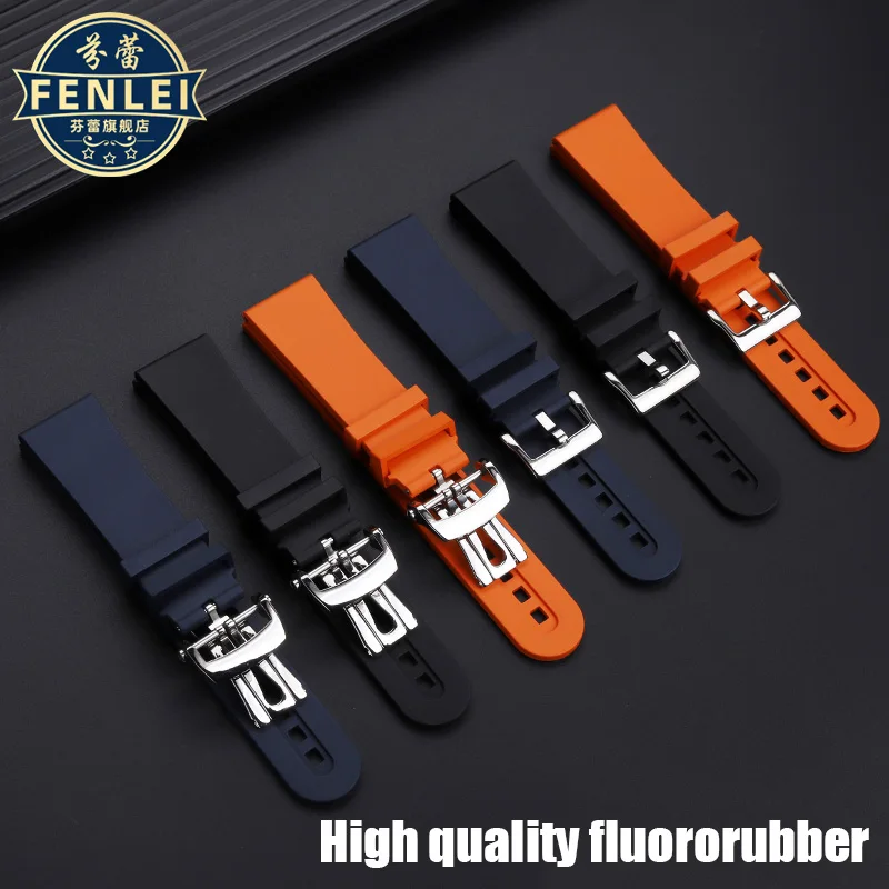 For BLANCPAIN Fifty Fathoms 5000 5015 Soft Fluorine Rubber Watch Strap Men's Rubber Watch Band 23mm Blue fluororubber Bracelet