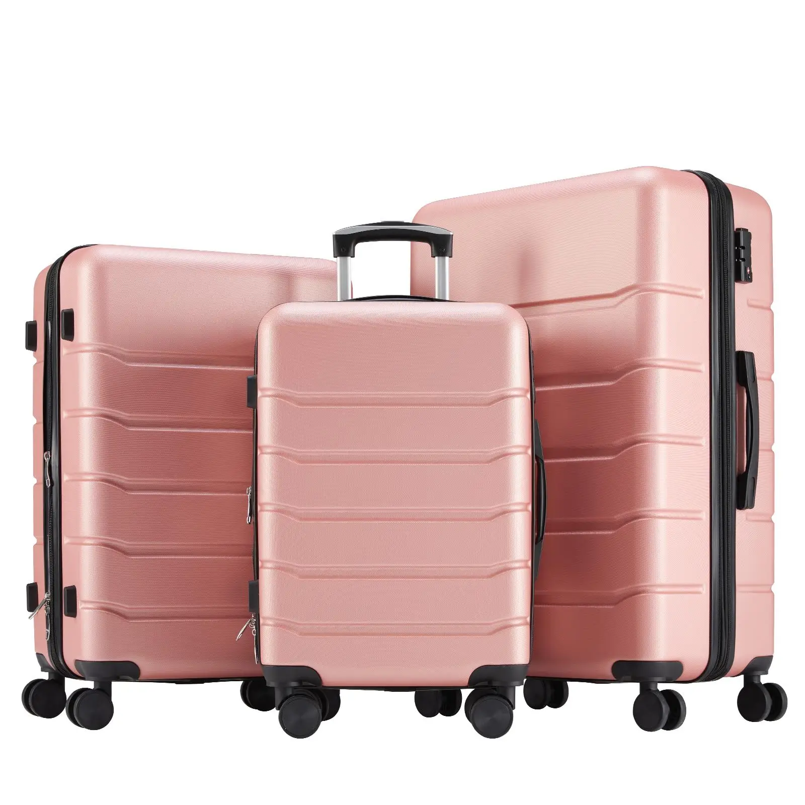 Hard sided expand suitcase with rotating wheels, TSA lock, retractable handle,, 3P