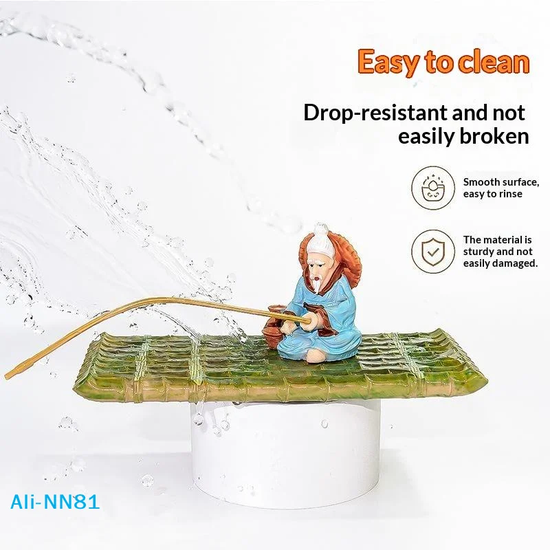 【N】1 Set Feeding Platform Floating Bamboo Raft Fishing Ornament For Miniature Landscape Decoration Garden Statue Outdoor Decor