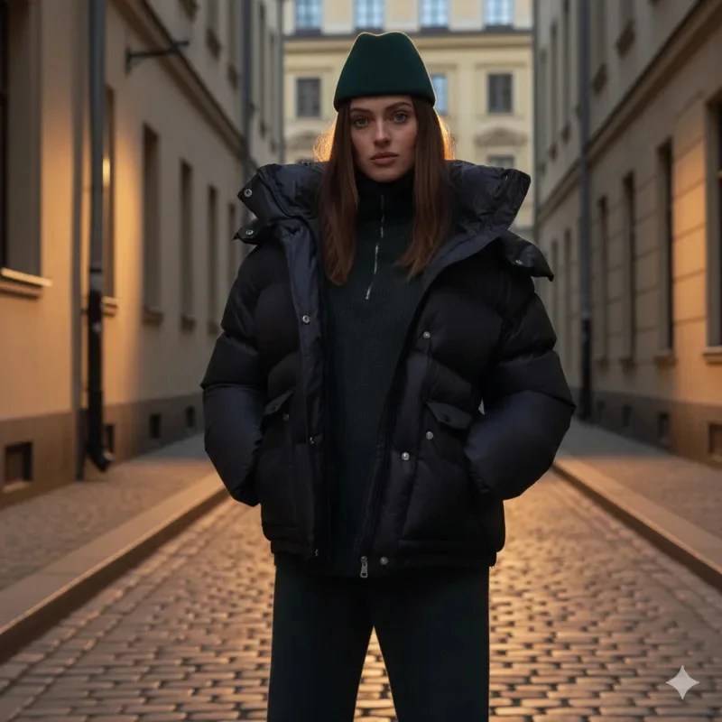 

Женское пуховое пальто с капюшоном, зимняя толстая стеганая куртка с квадратными карманами, утепленная верхняя одежда для повседневной одежды, черный модный стиль