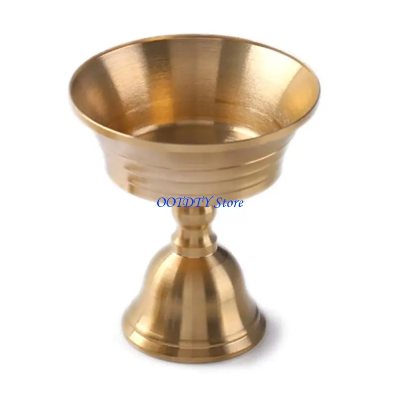 367A Stand Golden Brass Oil Butter Lamp Holder for Office Home Desk Decoration