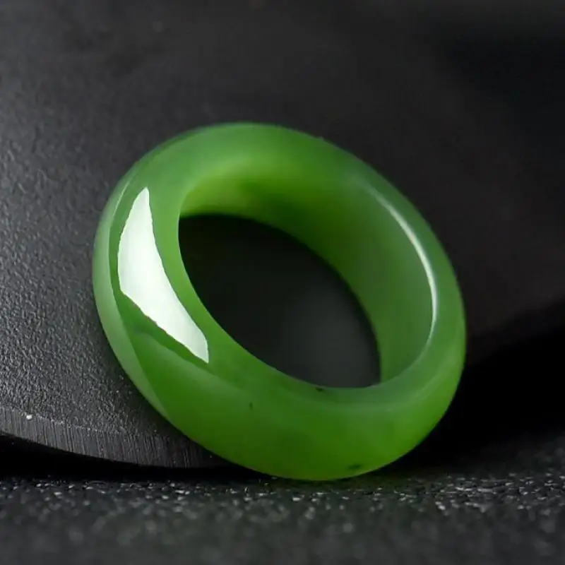 

Genuine Natural Hetian Jade Nephrite Ring Men Women Healing Gemstone Fine Jewelry Grade A Green Jades Band Rings Lucky Amulet