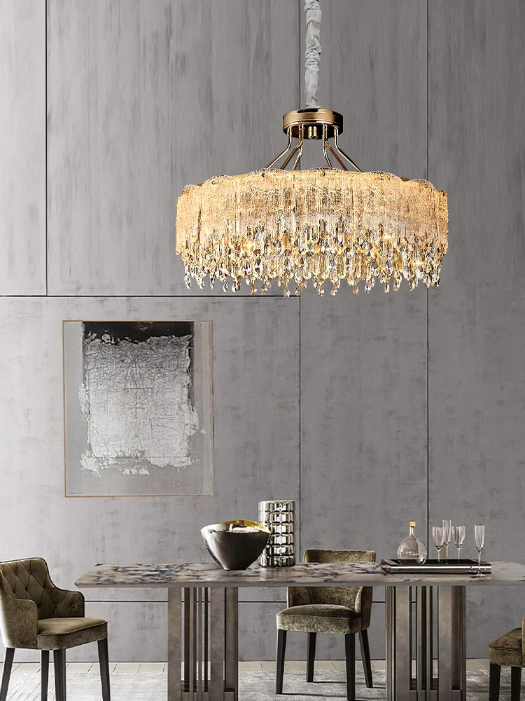 

Modern Luxury Dewdrop-Under-Leaf Series Chandelier K9 Crystal Hanging Lamp for Foyer Bedroom Ceiling Decoration Suspension Light