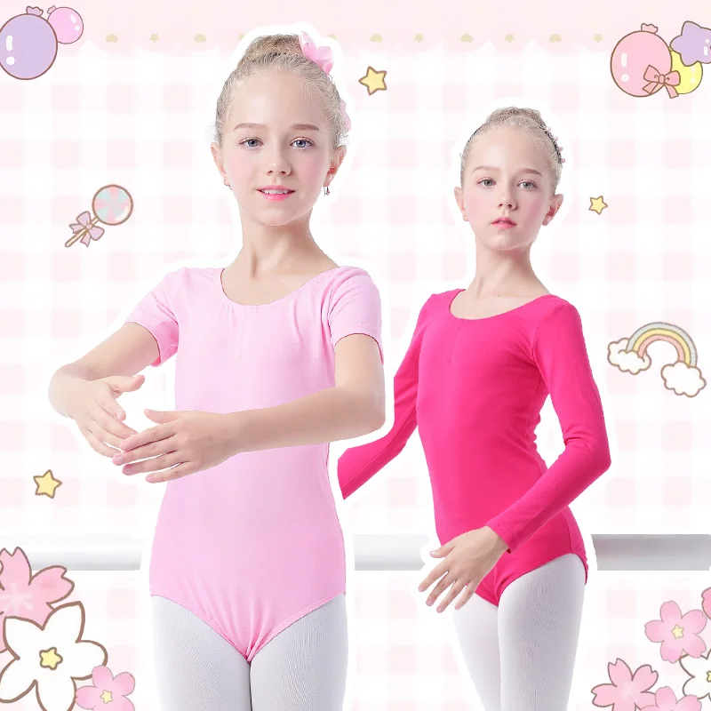 Ivoogle أطفال بنات الباليه ثياب الجمباز زي قصير الأكمام الجمباز يوتار الرقص ارتداءها فستان الباليه الرقص التدريب