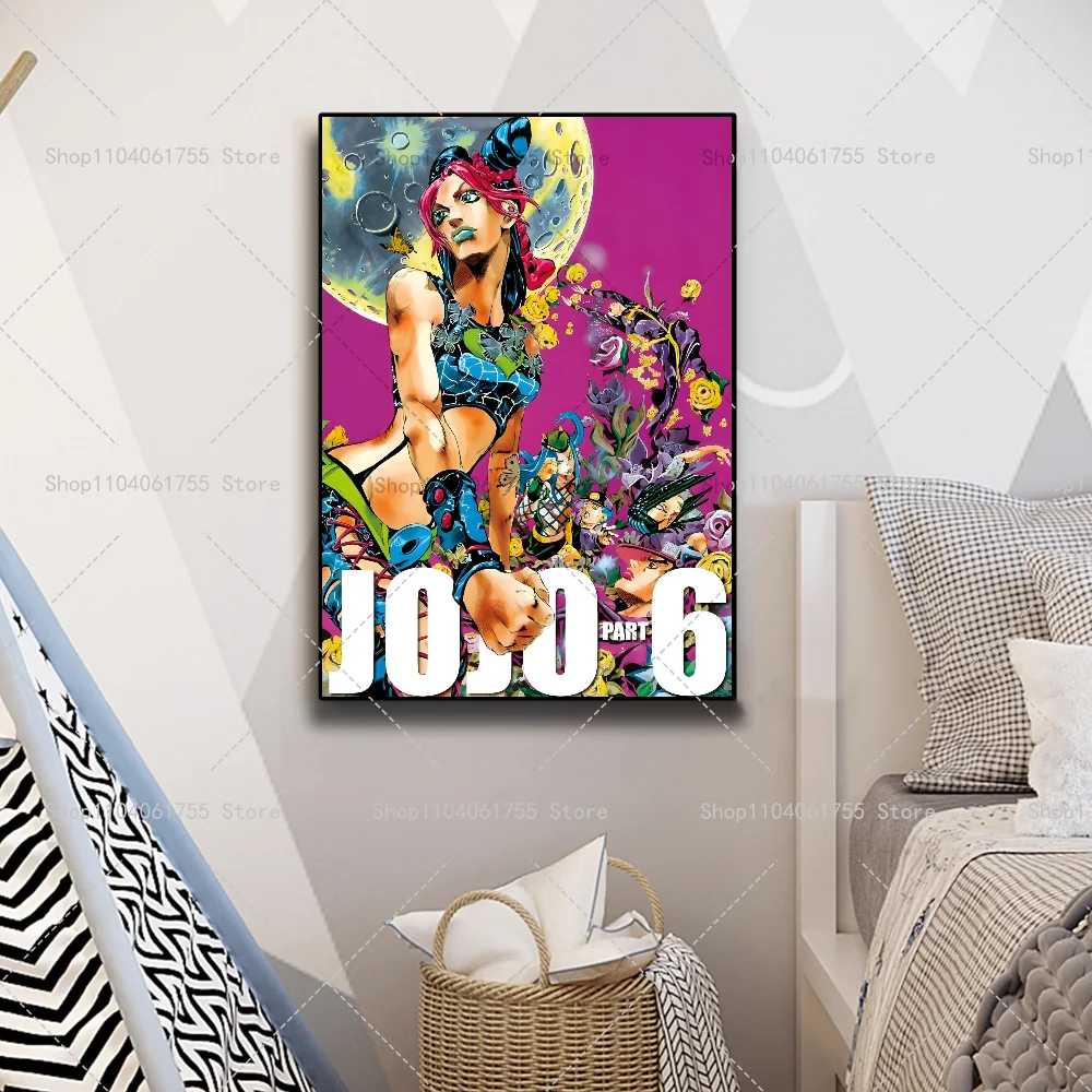 1PC Anime JoJo Bizarre Adventure Poster Self-adhesive Art Waterproof Paper Sticker Coffee House Bar Room Wall Decor