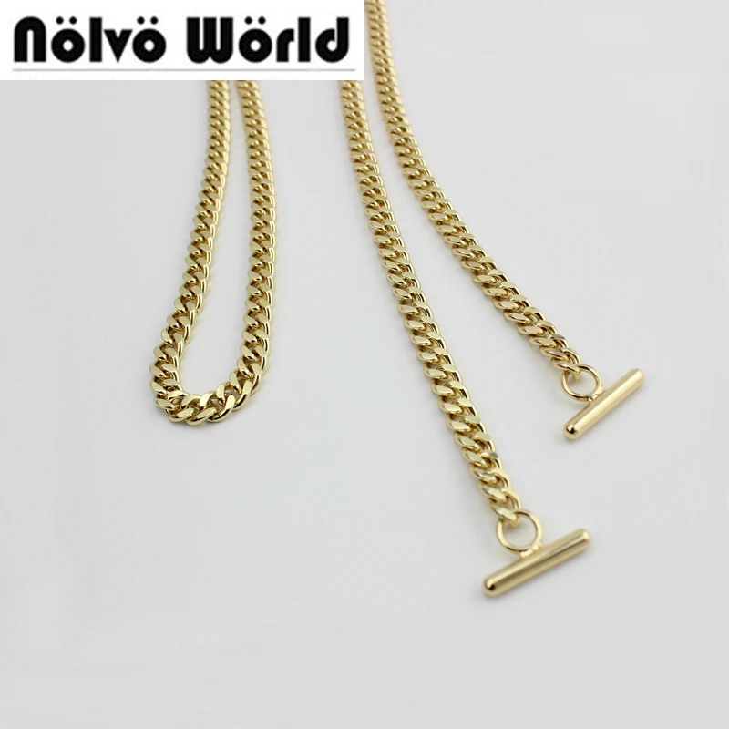 

5pcs High Ending 3 colors 100-130cm 7mm width chains metal strap with hook for women bag handbag chain removable