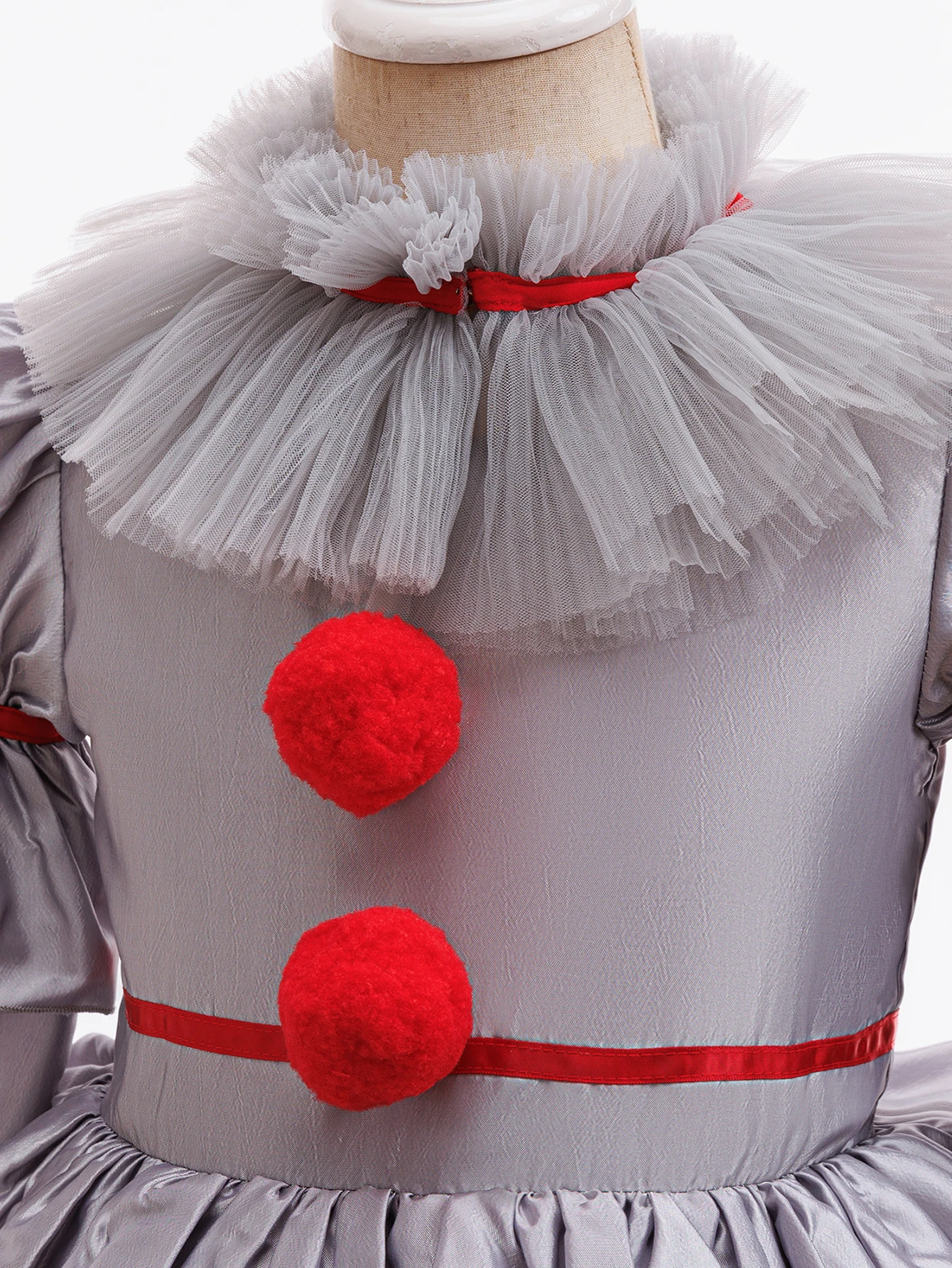 Halloween Costume For Kids Gray Girls Joker Dress Kids Cosplay Scary Clown Costume Carnival Masquerade Party Dress Up 3-12Y