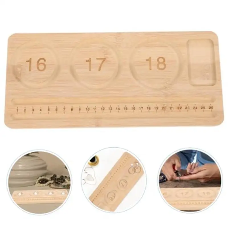 Wood Bead Board Jewelry Making Tray Size Measuring Tool For Bracelet Necklace Design Layout Handmade Craft Supplies - view 6