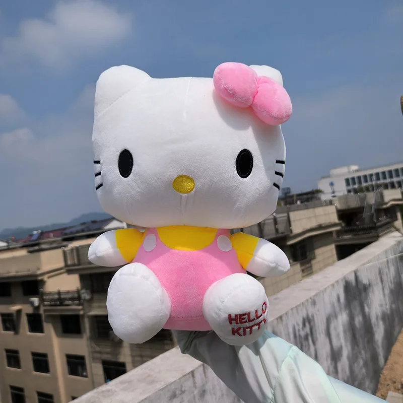 30Cm Sanrio Nieuwe Pluche Pop Schattige Hellokitty Pluche Gevulde Kussen Kinderen Zachte Doek Pop Cowboy Hello Kitty Vriend Verjaardagscadeau