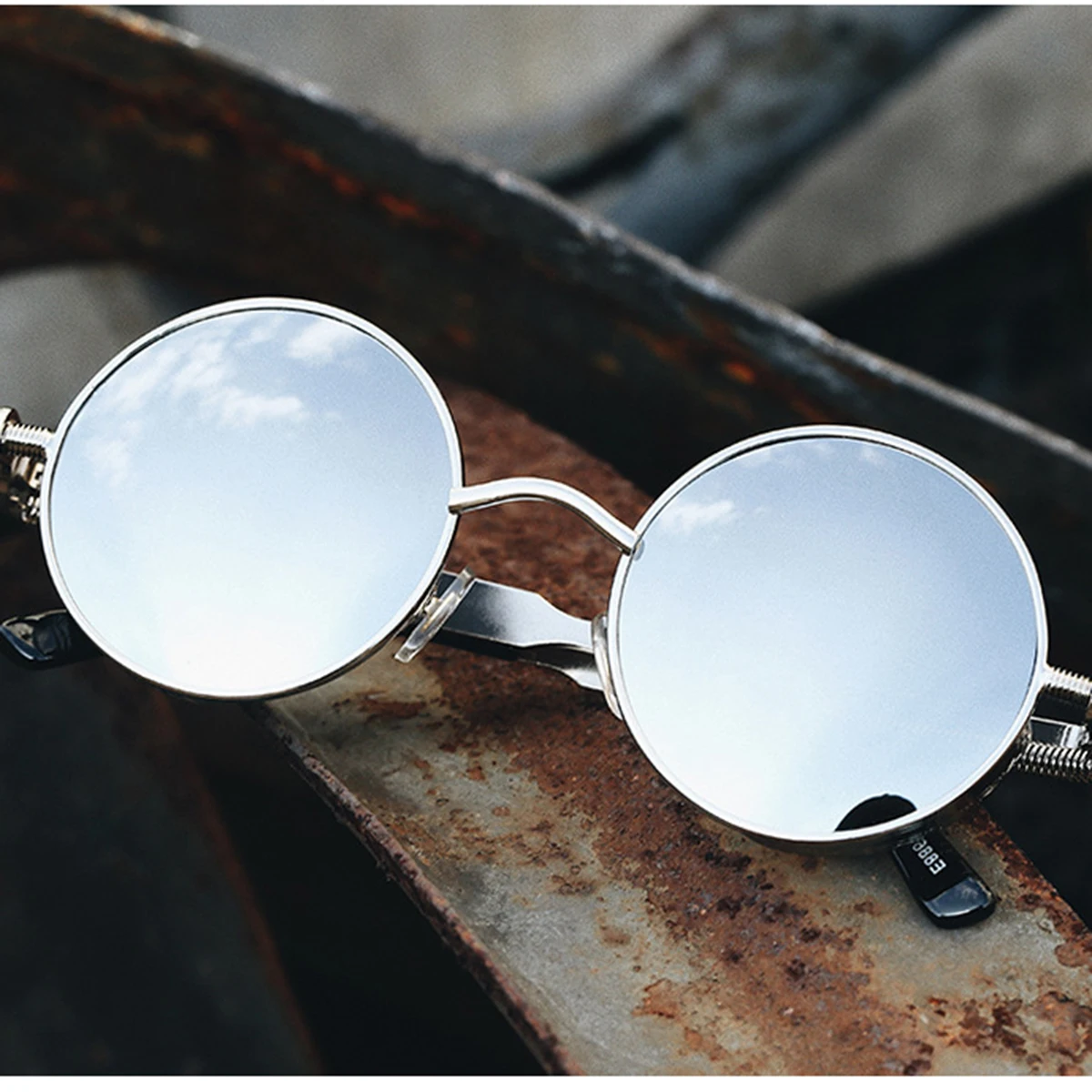 Retro-Punk-Sonnenbrille, runde, reflektierende Sonnenbrille für Männer und Frauen – Detail 2