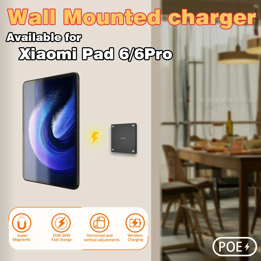 

POE Magnetic Wall Mount with Charging Case for xiaomi pad 6/6 Pro Upgraded 18W Quick Charge Strong Magnets in Wall emonita