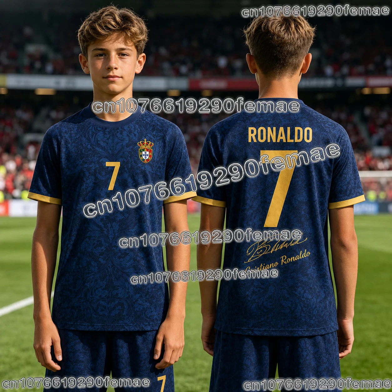 2026 Cristiano Ronaldo Portugal Fußballtrikot Kinder T-Shirt Fußball-Fan-Shirt Jungen Mädchen Schnelltrocknend Kurzarm Sportbekleidung – Detail 7