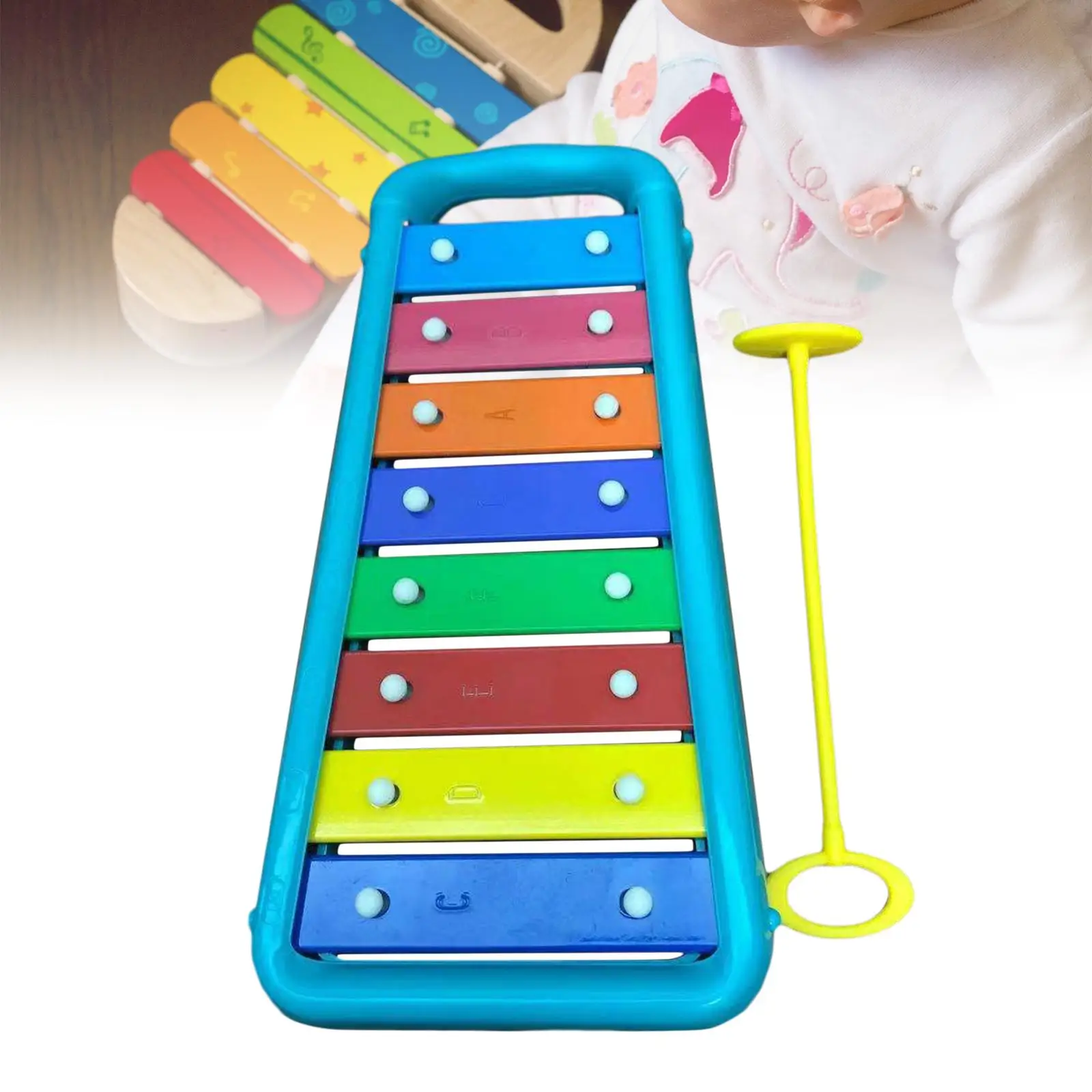 Glockenspiel Xylophone مع حقيبة ، أداة مضبوطة ، ألعاب سحق ، سطح ناعم ، تعليم الموسيقى ، 8 ملاحظات ، 1 سنة ، 2 سنة ، 3 سنوات