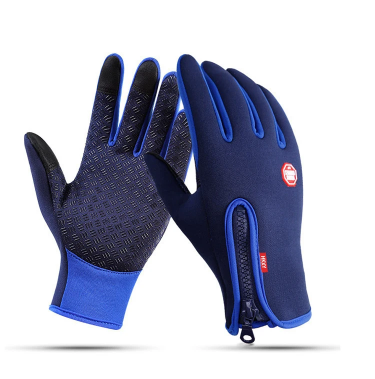 Mann warme Winterhandschuhe Touchscreen wasserabweisende winddichte Handschuhe Ski Outdoor Sport Radfahren Fahren Reißverschluss schwarze Handschuhe Frauen – Detail 10