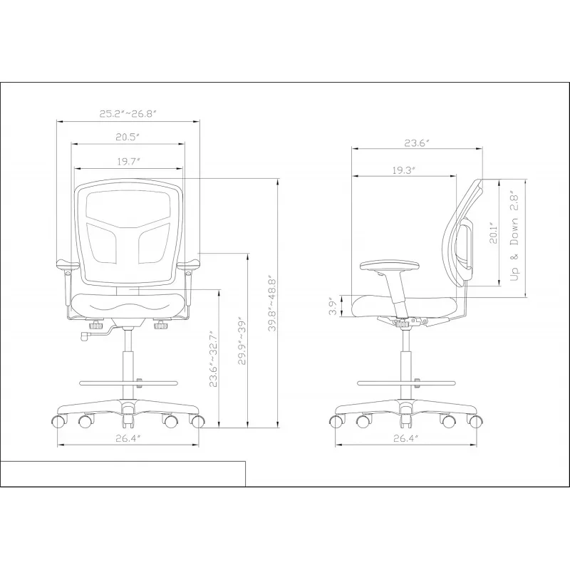 Raynor EuroTech Apollo sedia da disegno in tessuto con schienale in tessuto a rete, nera (DFT9800)