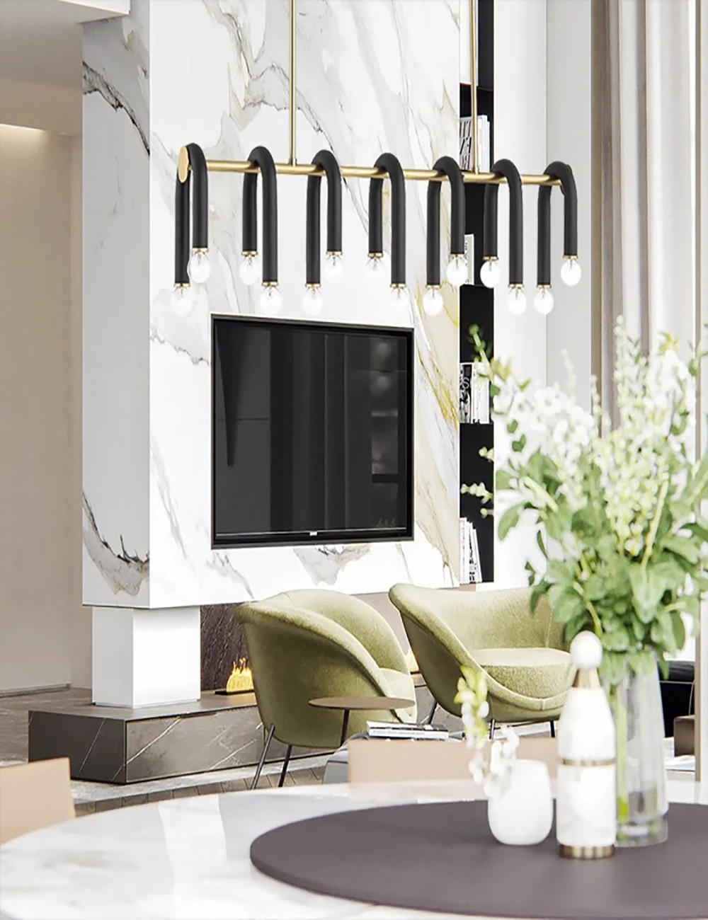 Moderne runde Kronleuchter Villa Luxus u Form Kronleuchter Designer mit 20 Kronleuchter führte Wohnzimmer hängende Leuchten – Detail 4