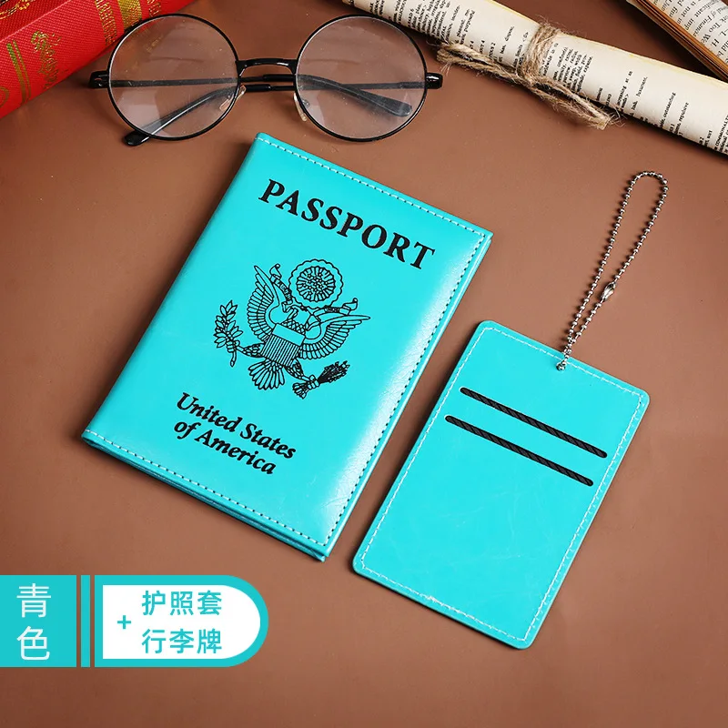 Fashion Passport Cover USA Travel Wallet Document Orginizer Card Holder Pu Case for Pasports Luggage Tags