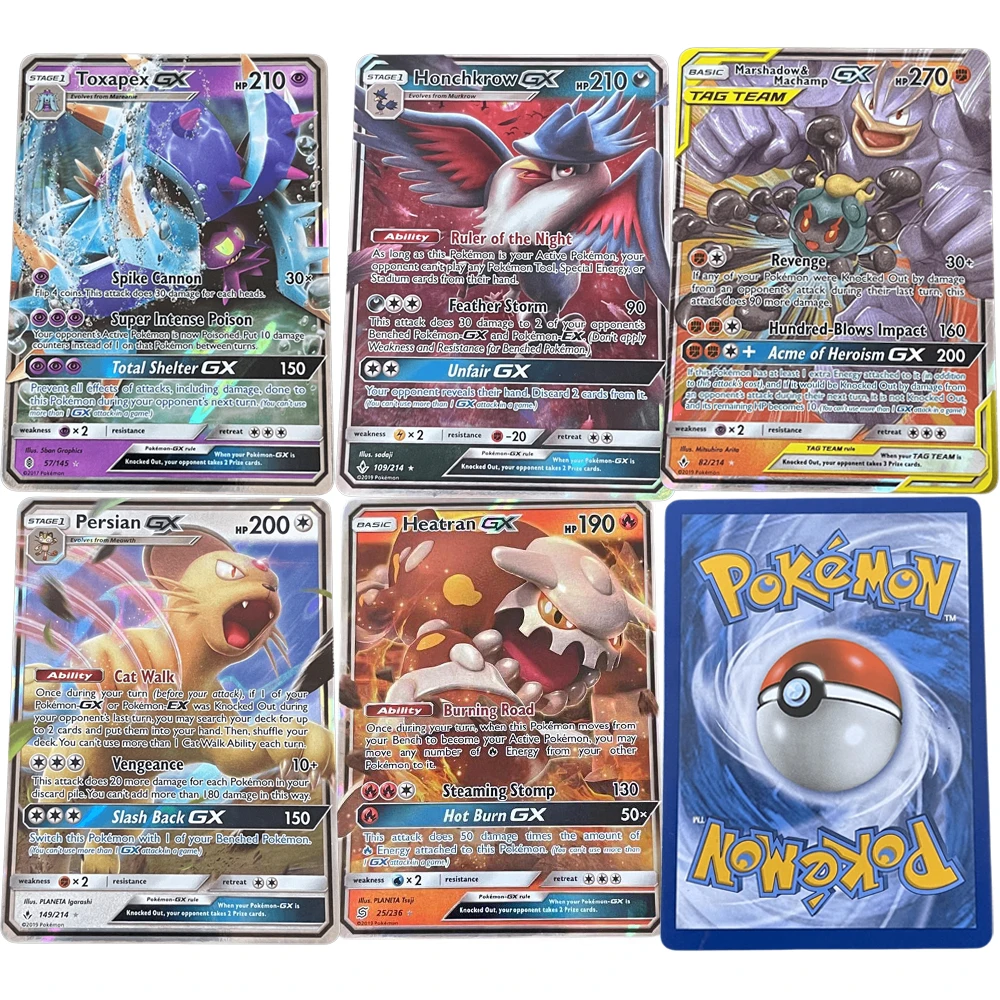 Pokemon PTCG-tarjeta Flash individual versión en inglés, juego de colección de Anime, Honchkrow, Heatran, Marshadow, Toxapex, regalos de Juguetes DIY