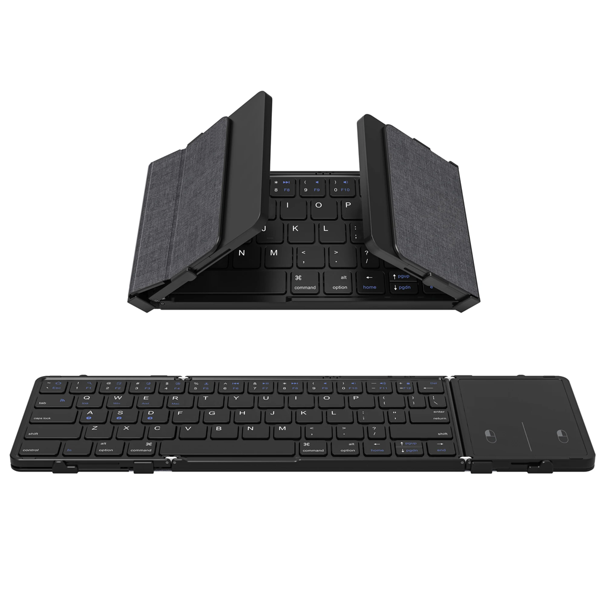 

Folding Rechargeable Wireless Bluetooth Keyboard with Touchpad for Laptop iPad iPhone Tablet MacBook Mac Sync up to 3 Devices