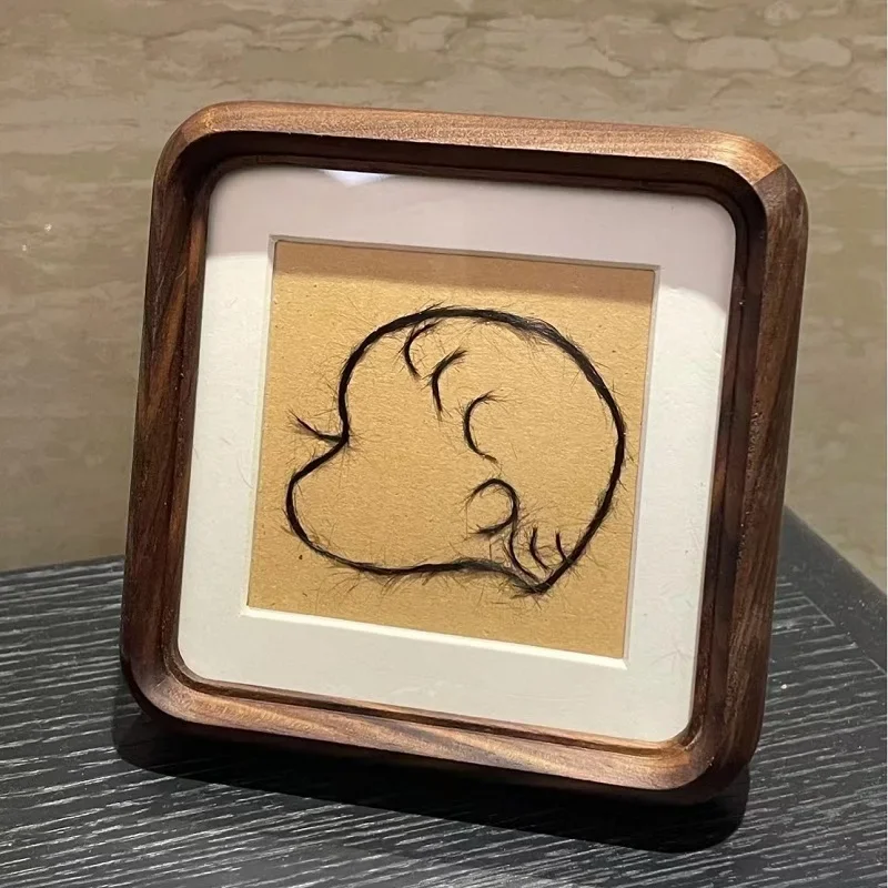 Wooden Baby Keepsake Picture Frame Handmade Baby Hair and Umbilical Cord Display Solid Wood Memory Frame Home Decor