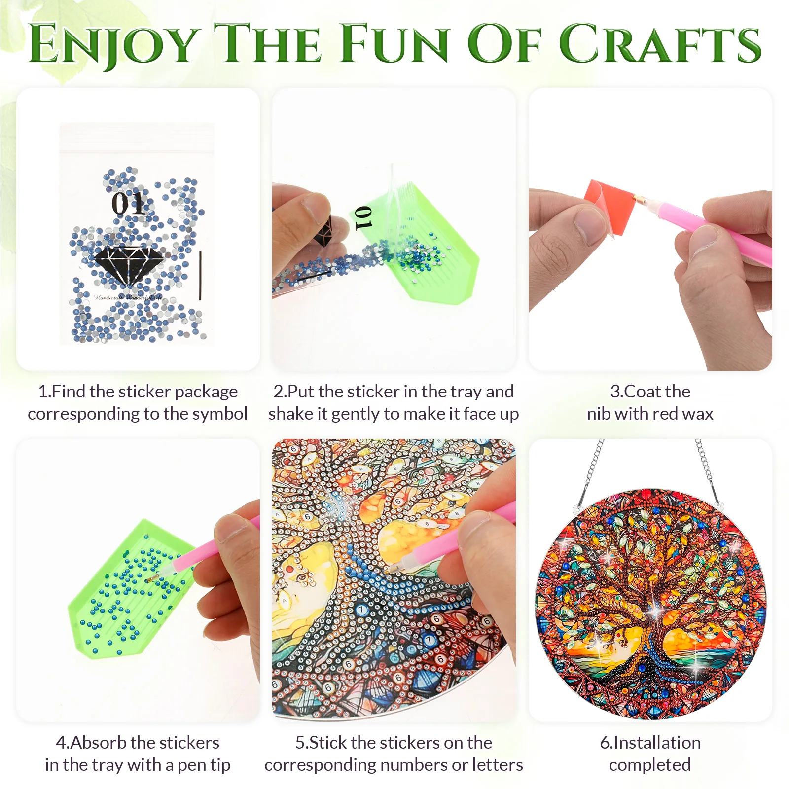 Diamond Art Kits Special Shaped Rhinestone DIY Acrylic Diamond Art Window Wall Pendant Hanging Ornament Kit Rhinestone Painting view 3