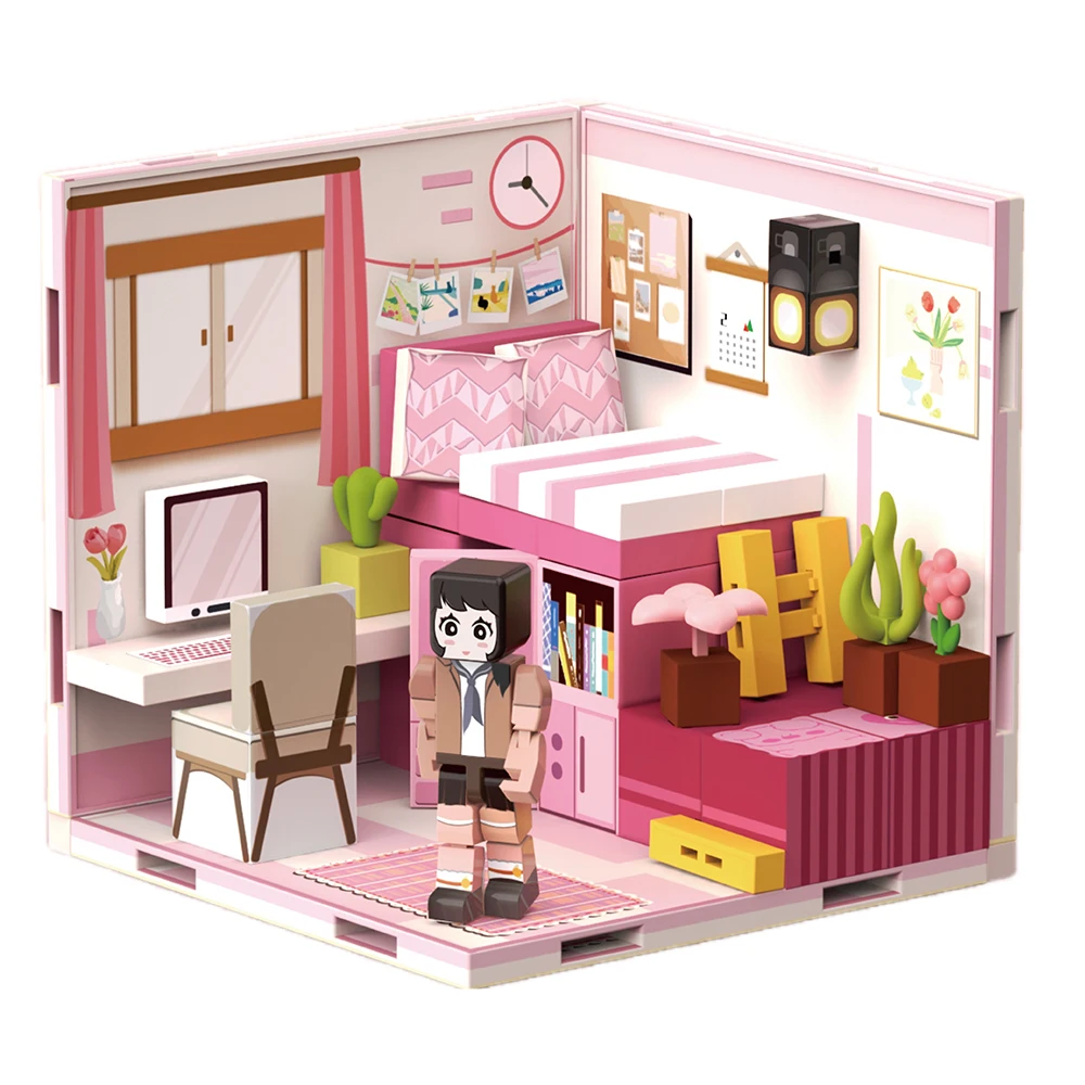 Brinquedo magnético sonhador diy casa quente tempo-creativo montado à mão-bloco de construção modelo villa, educação stem