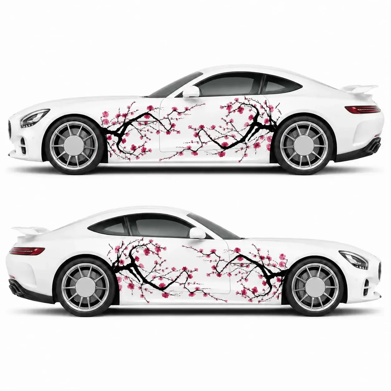 2Pcs Pink Cherry Blossom Branch Car Side Decals, Floral Tree Vinyl Body Door Stickers for Cars Trucks SUVs,
