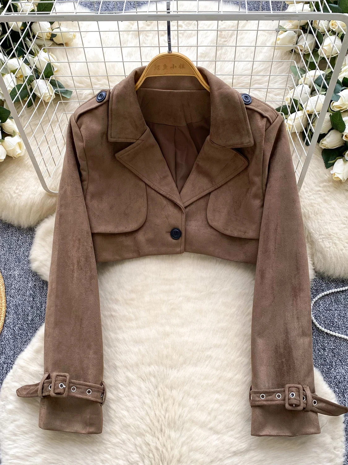 Коричневый кожаный бархатный женский комплект Dr, сексуальный поясной ремень, длинный све или Jaet Faion, комплект с высокой талией, стандартной длины