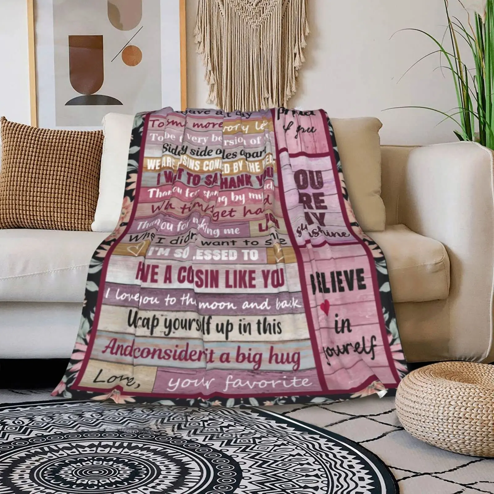 Cousin's Soft Warm Blanket, Valentine's Day, Birthday, Christmas Gift for Cousins, Autumn, Winter, Spring