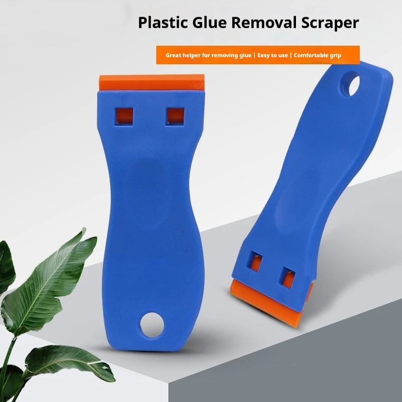 Plastic Scraper Tool with Replaceable Blade, Glue Remover Sticker Cleaner for Window Glass Car Surface