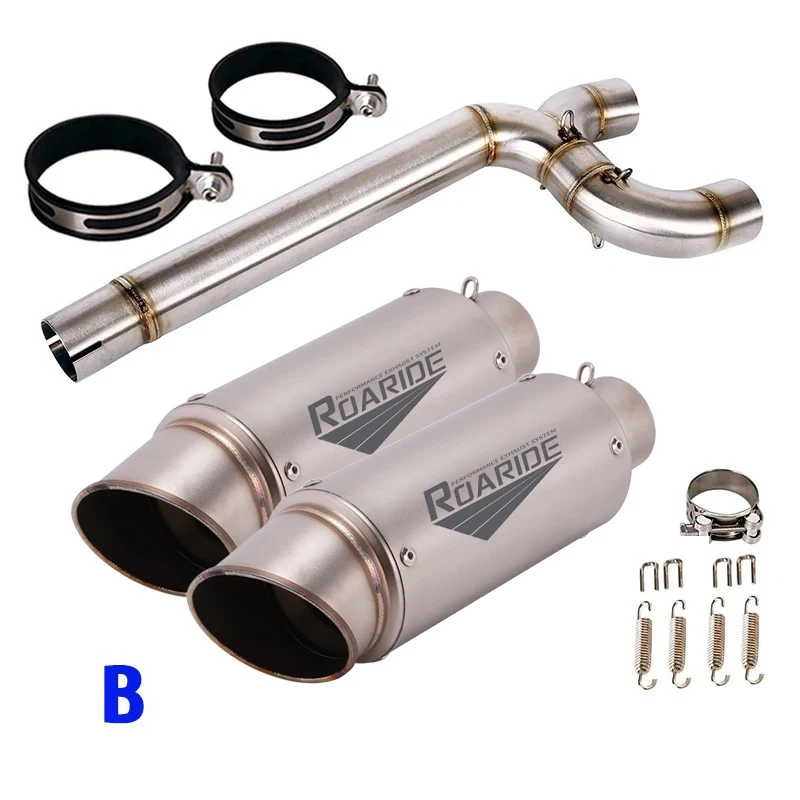 For Yamaha FZ6 FZ6N FZ6S Exhaust System Middle Link Pipe Escape Connecting Tube Slip On 51mm Muffler Tips Modified Motorcycle view 2