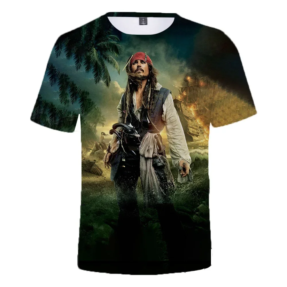2024 Disney Pirate of Caribbean 3d Print T Shirt Men T-shirt Jack Sparrow Tshirt Children Unisex Tshirt Casual Top Pirates