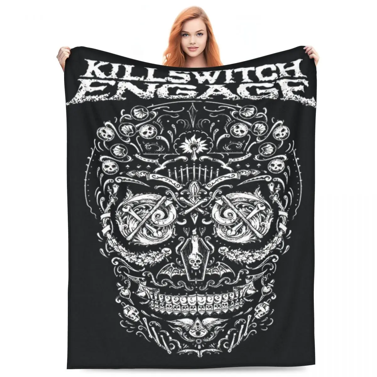 

Soft Durable Blankets Travel Killswitchs Engages Rock Music Band Throw Blanket Skull Flannel Bedspread Living Room Bed Cover