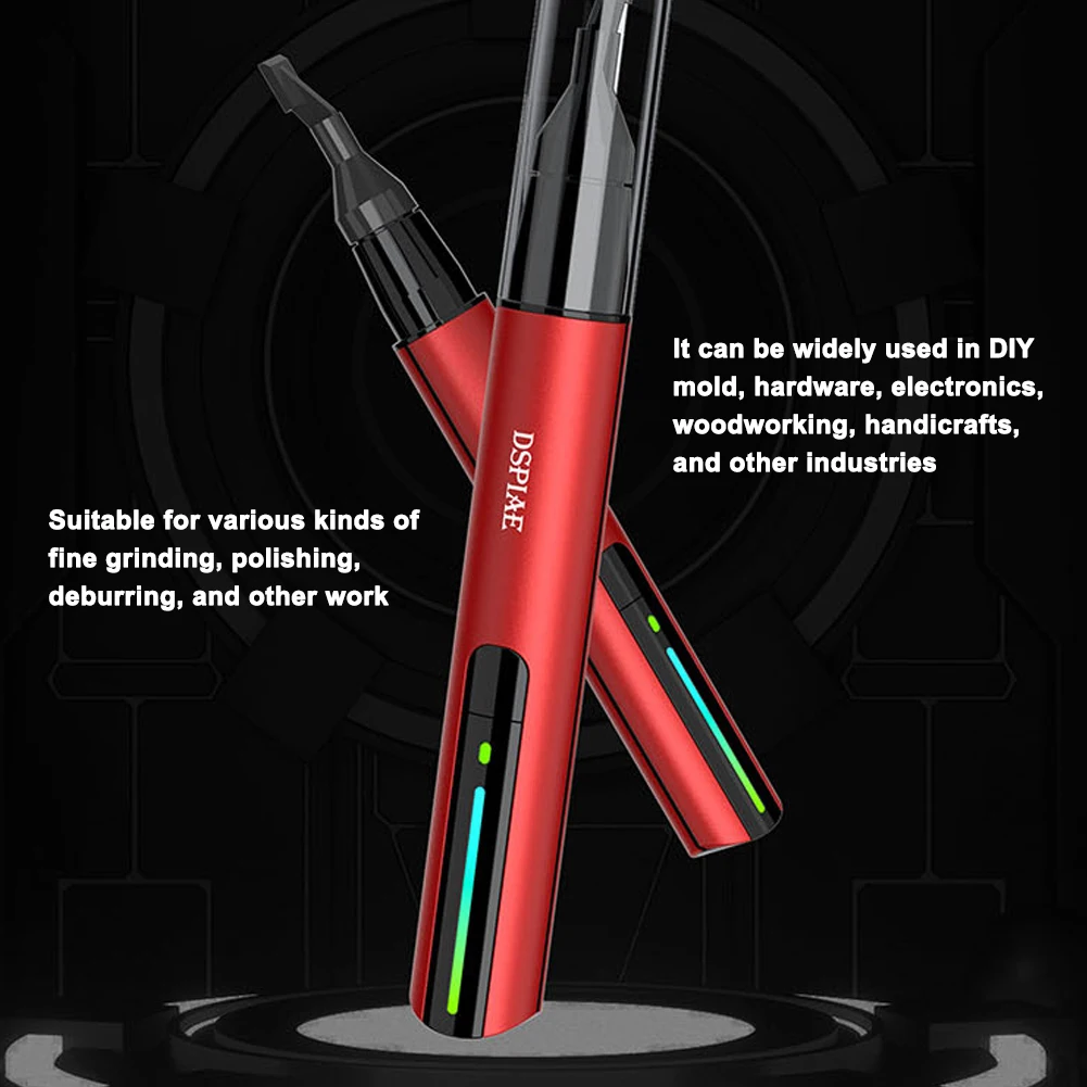 DSPIAE Reciprocating Electric Sanding Pen Model DIY Grinding&Polishing Machine 3-Speed Adjustable 10 Light Effects Adjustment