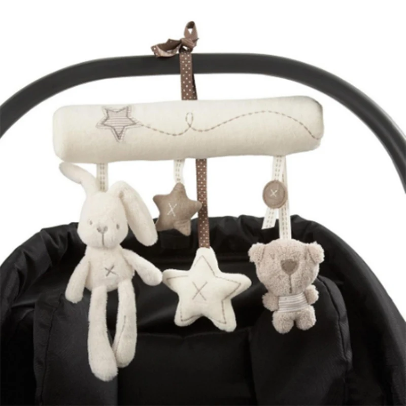 Baby Crib Rattles Plush Toys Soft Rabbit Rattles Pram Toys Hanging Rattle For Stroller Newborn Bed Pendant Bell Toy 0 12 Months