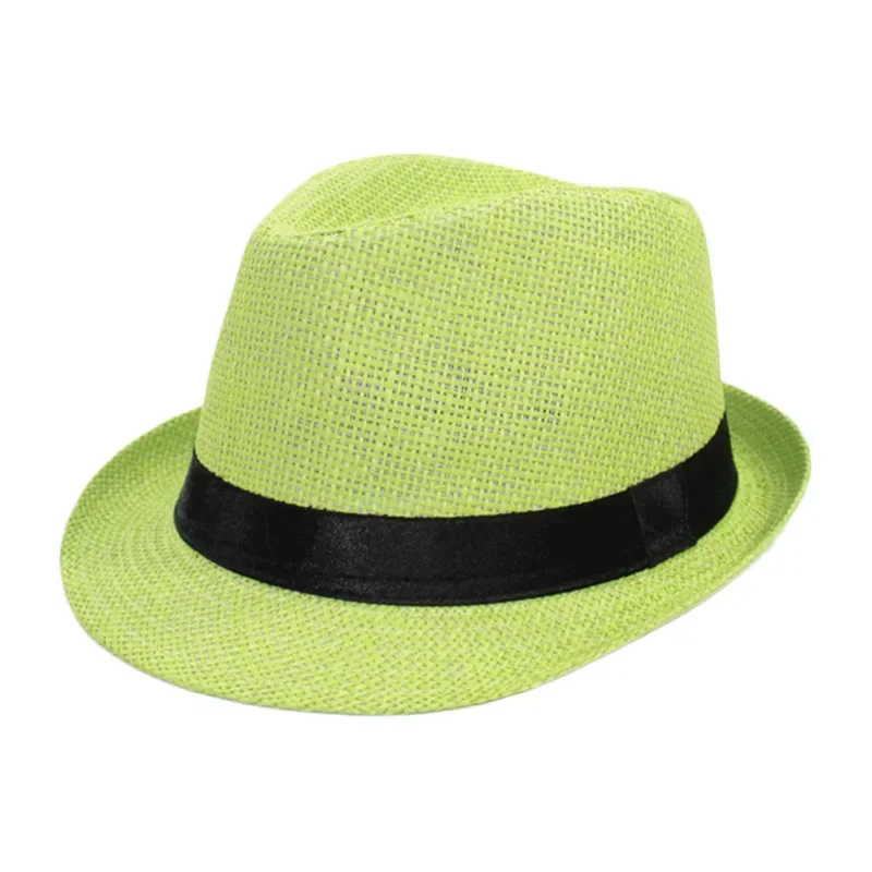 Wide Brim Hats for Men and Women Jazz Style Linen Straw Hats Curling Panama Sun Protection Fedora Caps Outdoor Head Dector