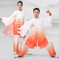 Kun Master Wushu ubrania Tai Chi sztuka walki mundur Kung Fu sukienka Unisex kobiet i mężczyzn z haftem gradientowym 2023 nowość